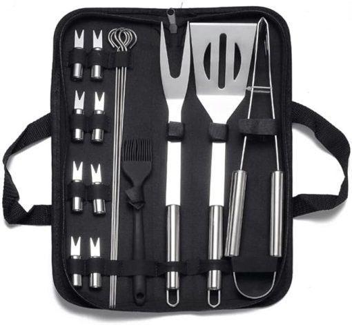 Generic Grilling Accessories Kit Grill Tools Set, 16PCS Stainless Steel Grill Tools Set with Carry Bag, Barbecue Tools, Utensils for Outdoor Camping，Gift for Grilling Lover Outdoor