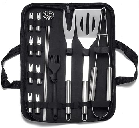 16PCS BBQ Grill Tools Set, Stainless Steel Grilling Accessories with Carry Bag for Outdoor Cooking, Camping, and BBQ 16PCS BBQ Grill Tools Set, Stainless Steel Grilling Accessories with Carry Bag for Outdoor Cooking, Camping, and BBQ
