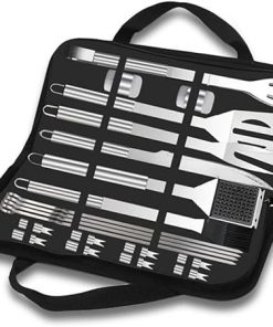 BESPORTBLE Essential Grill Accessories 20pc Stainless Steel BBQ Tool Set Compact Storage Bag for Camping Outdoor Cooking