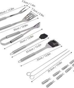 20pcs Stainless Steel BBQ Tool Set, Heavy Duty Outdoor Portable Grilling Utensils Tools Set BBQ Accessories Tools for Camping Hiking BBQ Grilling 2