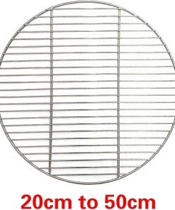 Cooling Rack for Baking 304 Stainless Steel Round BBQ Grill Mesh Home Roast Nets Bacon Grill Tool Iron Nets Barbecue Accessories Non-Stick BBQ Mat Grid(28cm Diameter) 2