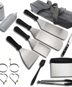 BBQ Grill Tools Set,15 PCS Stainless Steel Griddle Accessories Kit for Outdoor BBQ, Kitchen, Teppanyaki and Camping Grilling Accessories
