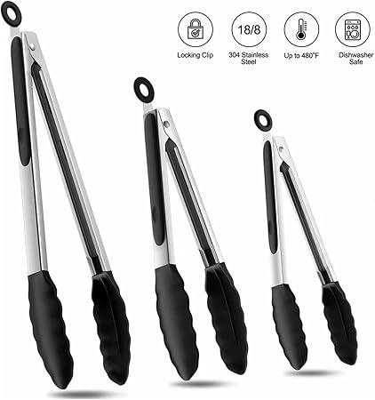 BBQ Tongs, BBQ Grilling Tongs Kitchen Cooking Salad Bread Serving Tong Non-Stick Clip Clamp Stainless Steel Tools Accessories 2 BBQ Tongs, BBQ Grilling Tongs Kitchen Cooking Salad Bread Serving Tong Non-Stick Clip Clamp Stainless Steel Tools Accessories - Image 2