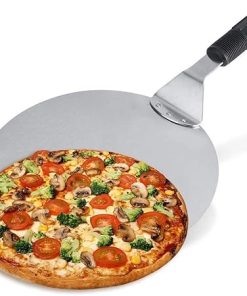 Stainless Steel Pizza Turning Peel, Bread Peel Round Shovel Spatula Paddle, Kitchen Restaurant Baking Tool Transfer Tray for Outdoor Pizza Oven Moving Pizzas Pancakes Cookies or Cakes