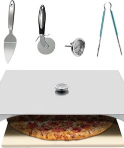 Stainless Steel Pizza Oven Kit Pizza Oven for Grill Outdoor Pizza Oven Cordierite Ceramic Pizza Stone Universal Grill Top Pizza Oven Pizza Baking Tool Kit for 12In Pizzas (Set of 6)| US STOCK