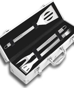 3 Piece Stainless Steel Barbecue Set with Storage Case for Men Dad Women BBQ Gift Set
