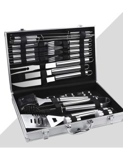 BBQ Tools Set,27 Pcs BBQ Grill Set Steak Knife& Fork, Sptula, Tongs and Cleaning Brush – Complete Barbecue Accessories in Aluminum Storage Case – Perfect Grilling Set Gift 2