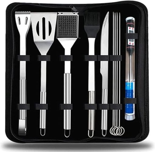 BBQ Tool Set, Stainless Steel BBQ Accessories, 10 Piece BBQ Kit, Camping Kitchen BBQ, BBQ Gift Set - Image 2