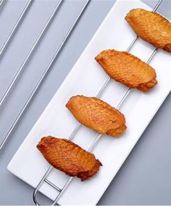 BBQ Stick Skewers Barbecue sign stainless steel U-shaped roasting needle chicken wings fork lamb skewers iron sign wooden handle roasting needle household accessories tools(12pcs), Silver 2