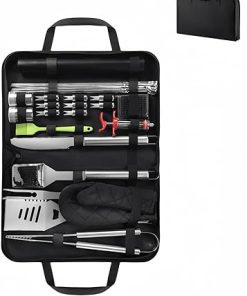 29 Piece Stainless Steel BBQ Tool Set, Heavy Duty BBQ Grilling Accessories for Men and Women, Non-Slip BBQ Utensils Set for Outdoor, Camping, Backyard