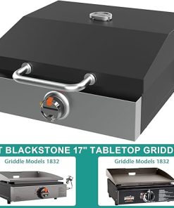 Griddle Lid for Blackstone 17 Inch Adventure Ready 1832 Tabletop Griddle, 1650 Flat Top Grill Station, Hinged Lid Hard Cover with Carry Bag and Cover for Blackstone Flat Top Grill 2