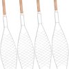 VOSAREA 4Pcs Grilled Net with Wooden Handle Non Stick Bbq Tool for Camping for Fish Steaks and Veggies for Outdoor Picnics and Barbecues
