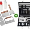 ROMANTICIST 8PC Professional Griddle Accessories Kit Bundle with Heavy Duty 28pc BBQ Accessories Set - Stainless Steel Grill Set in Case for Outdoor Cooking Camping Grilling Smoking