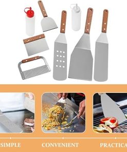Grill Bot Cleaning Kit for 8-Piece Grilling Utensils Set Flat Top Grill Scraper Outdoor Grilling Tool Set Camping Tools 2