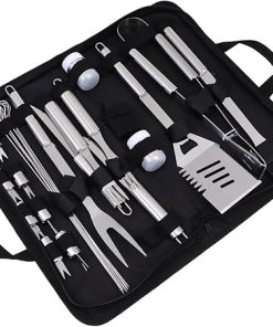 Balacoo Outdoor Grill Accessories for Men 6pc Stainless Steel Kit Complete Grilling Set Fork Tongs Spatula Brush