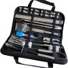 Outdoor Grill Cart with Storage and Wheels, Metal Construction for BBQ and Patio Use, Multifunctional Movable Table, Brown 4