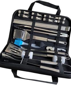 BBQ Grill Tool Set 28pcs BBQ Tools Kit with Clamp Fork Shovel Brush Thermometer Heavy Duty Stainless Steel Ideal for Outdoor