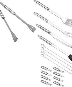 18pcs Grill Accessories BBQ Tools, Stainless Steel Grilling Tools, BBQ Accessories Tool Set with Carrying Bag, Heavy Duty BBQ Accessories for Camping, Traveling
