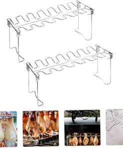 BESPORTBLE 3sets Foldable BBQ Tool Set Outdoor Grill Chicken Leg Rack Beer Can Chicken Roaster Rack for Barbecue Grill 2pcs*3 2