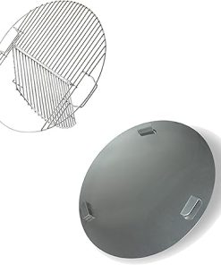 Pit Barrel Cooker Junior Ash Pan and Hinged Grate Kit - Stainless Steel Ash Pan (14 inches) with Steel Hinged Grill Grate (13 inches)