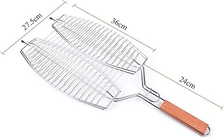 Barbecue Grilling Basket,Grilled Fish Clip Stainless Steel Thick Large Barbecue Tool Barbecue Accessories 2 Barbecue Grilling Basket,Grilled Fish Clip Stainless Steel Thick Large Barbecue Tool Barbecue Accessories - Image 2