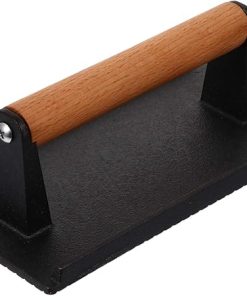 Hemoton Wooden Handle Steak Press Plate Flat Top Grill Grilled Cheese Press Accessory