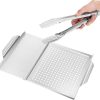 Alipis Stainless Steel Grill Plate Tongs BBQ Grill Utensils Barbecue Accessories