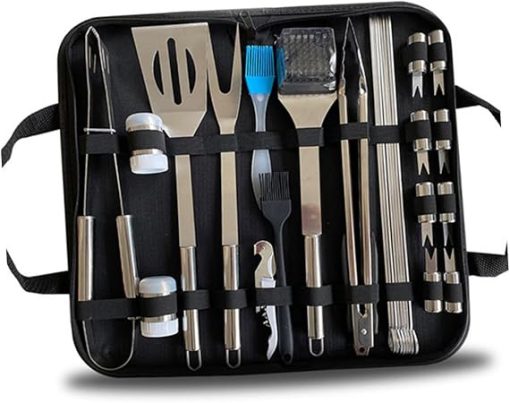 VOSAREA 1 Set Barbecue Tool with Food Clips Brushes and Clamps for Outdoor Grilling Includes Storage Bag Essential Accessories for Home and Gifting