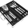 Outdoor Portable BBQ Tool Set with Aluminium Case Heavy Duty Barbecue Accessories for Grilling Camping and Picnics