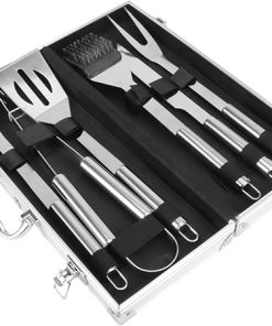 Outdoor Portable BBQ Tool Set with Aluminium Case Heavy Duty Barbecue Accessories for Grilling Camping and Picnics