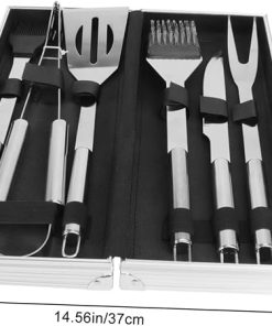 Grill Accessory Set 6-Piece Stainless Steel BBQ Tools Aluminum Case Outdoor Grill Utensils Barbecue Accessories Compact for Travel 2