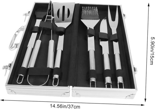 Grill Accessory Set 6-Piece Stainless Steel BBQ Tools Aluminum Case Outdoor Grill Utensils Barbecue Accessories Compact for Travel - Image 2