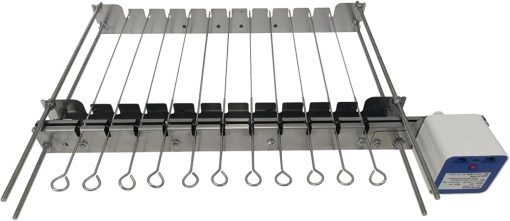 Tabletop Auto Flip Rotisserie Kit Universal Replacement Skewer Kebab Barbecue Grill DS Quick Install spit Outdoor Camping BBQ kebabish Free Width Adjustment Cooking Tool Accessories (DS11LS)