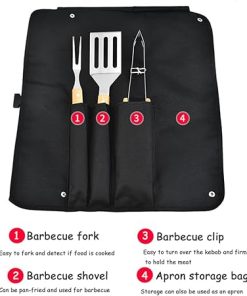 Grill Accessories Set for Men, BBQ Set with Wooden Handle and Apron Storage Bag | Customized Birthday for Him, Dad, Boyfriend, Husband | Groomsmen Gift 2