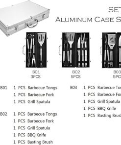 Ulalaza 5PCS BBQ Tools Set Grilling Accessories Stainless Steel Barbecue Tool Kit Grill Utensil for Men Women Dad 2