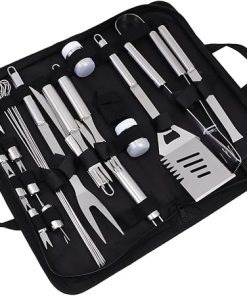 BESPORTBLE Barbecue Sulies 1set Portable BBQ Tools Storage Bag Stainless Steel Grill Utensils for Camping Parties