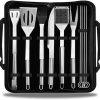 Skewers 10pc BBQ Needle Stainless Steel Wooden Handle BBQ Meat Stick Kitchen Accessories BBQ Tools (Color : A) 4