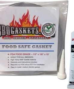 Food Safe Smoker Gasket - Grey Food Contact BBQ Smoker Pit seal Kit, 1/2 X 1/8 X 15' High Temp Silicon RTV