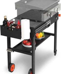 Grill Table for Blackstone Griddle, Portable Griddle Table with Caddy - Fit 17” or 22” Other Tabletop Grill, Foldable Ninja Grill Stand& Blackstone Griddle Stand for Outdoor Tailgating-Camping