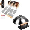 HOMENOTE Griddle Accessories Kit, 7-Pieces Exclusive Griddle Tools Long/Short Spatulas Set and 12 Inch Heavy Duty Round Basting Cover Cheese Melting Dome with Cast Iron Burger Bacon Press