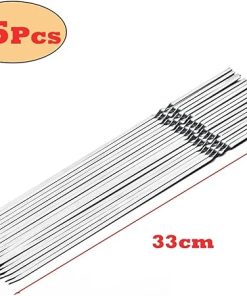 BBQ 10/15Pcs Stainless Steel Skewer Reusable BBQ Kebab Skewers for Outdoor Camping Picnic Tools Cooking Tools Accessories(33cm-15pcs) 2