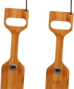 2Pcs Wooden Bbq Shovel Natural Wood Cleaning Spatula with Bottle Opener for Grilling and Outdoor Cooking Safe Easy to Clean Bbq Utensils for Parties and Camping