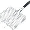 Grill Basket, Grilling Basket BBQ Wire Mesh Grill Net Fish Barbecue Grilled Fish Clamp/Holder Outdoor Camping Tool with Handle for Vegetables Shrimp 4