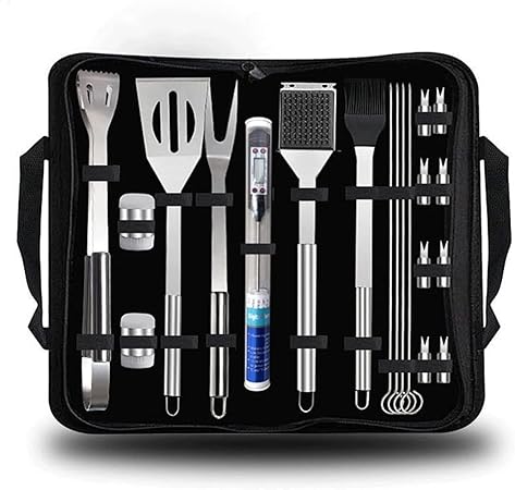 20-Piece BBQ Grill Tool Set, Stainless Steel Barbecue Accessories with Carrying Bag, for Outdoor Cooking, Camping, and Grilling 20-Piece BBQ Grill Tool Set, Stainless Steel Barbecue Accessories with Carrying Bag, for Outdoor Cooking, Camping, and Grilling