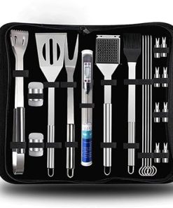 20-Piece BBQ Grill Tool Set, Stainless Steel BBQ Accessories with Carrying Bag, Outdoor and Kitchen Utensil Kit