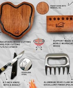 Handmade BBQ Set – Accessories with Solid Wood Cutting Board, Bear Claw, and Sharp Chef Knife with Sheath and Gift Box – Creative Gift for Grilling Enthusiasts 2
