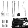 Barbecue Tools,16 PCS?Stainless Steel BBQ Set with Portable Storage Bag Outdoor Grills Accessories Easy Clean for Camping Family Picnic Party Father’s Day 3