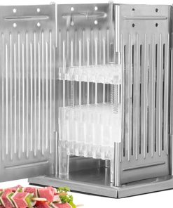 49 Holes BBQ Kebab Maker Machine Manual Kebab Making Tool Commercial Barbecue Meat Drilling Machine Stainless Steel BBQ Kebab Making Box