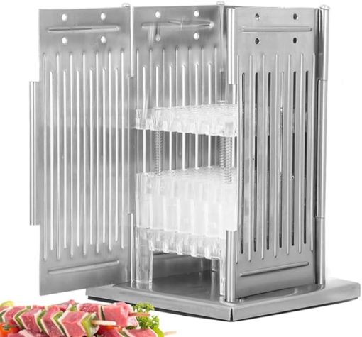 49 Holes BBQ Kebab Maker Machine Manual Kebab Making Tool Commercial Barbecue Meat Drilling Machine Stainless Steel BBQ Kebab Making Box