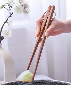 BBQ Kitchen Tongs Kitchen Utensils BBQ Tweezer Food Clip Kitchen Chief Tongs Wood Portable for Picnic Barbecue Cooking